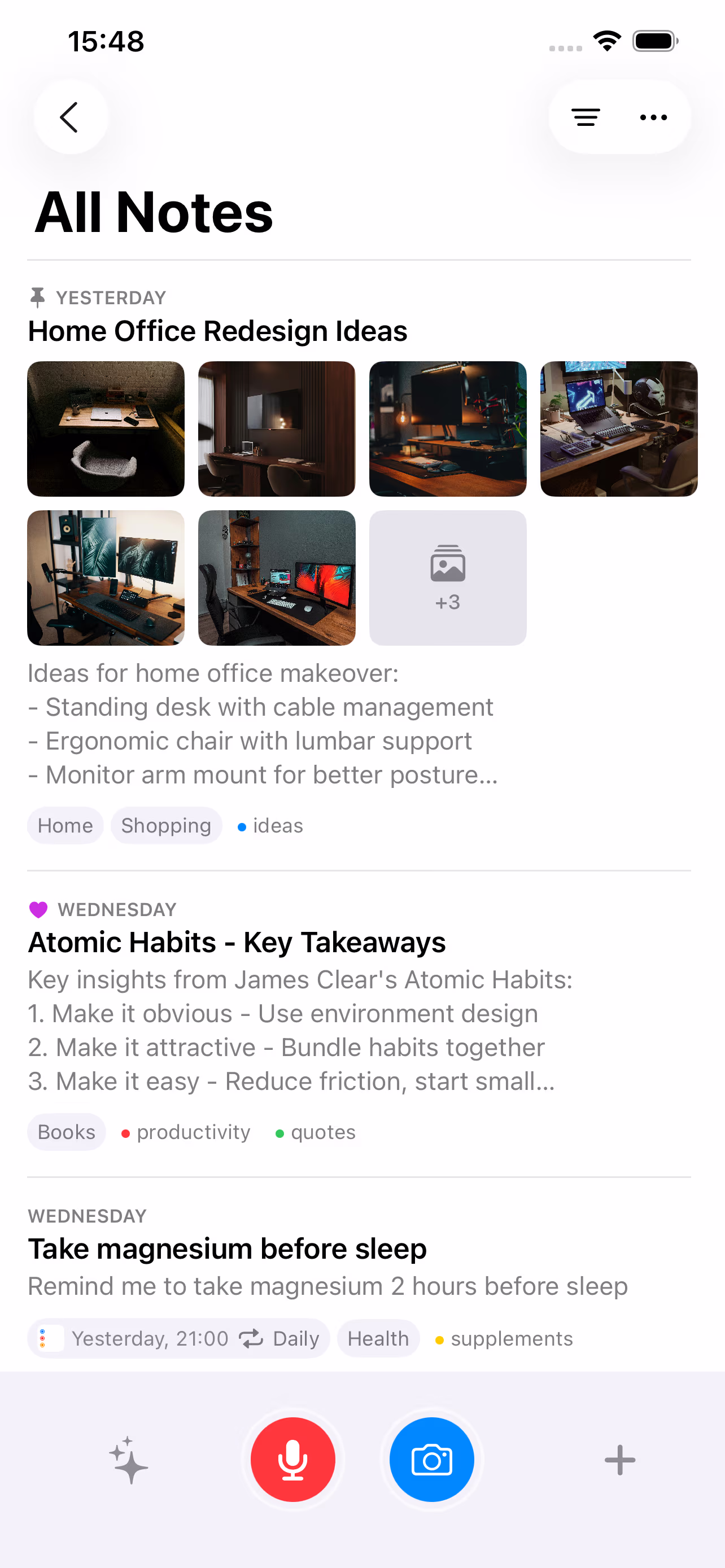 Unote iOS app interface in light mode